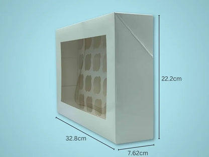 24 Mini Cupcake Box (White Gloss) 32.8 x 22.2 x 7.62cm (Boxes) - Tastybake