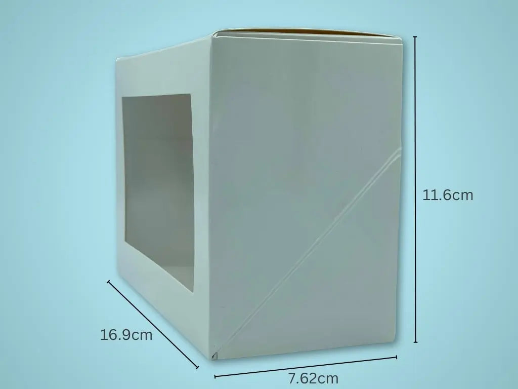 6 Mini Cupcake Box (White Gloss) 16.9 x 11.6 x 7.62cm (Boxes) - Tastybake