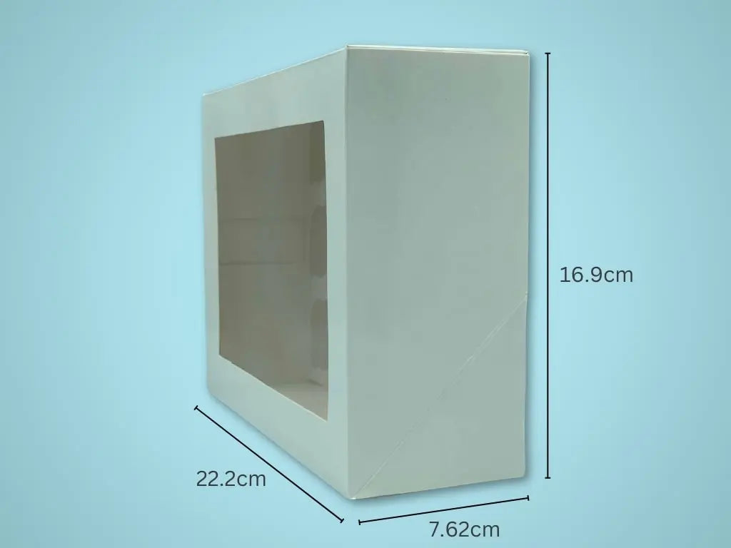 12 Mini Cupcake Box (White Gloss) 22.2 x 16.9 x 7.62cm (Boxes) - Tastybake