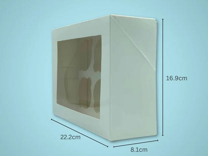 6 Regular Cupcake Box (White Gloss) 22.2 x 16.9 x 8.1cm (Boxes) - Tastybake
