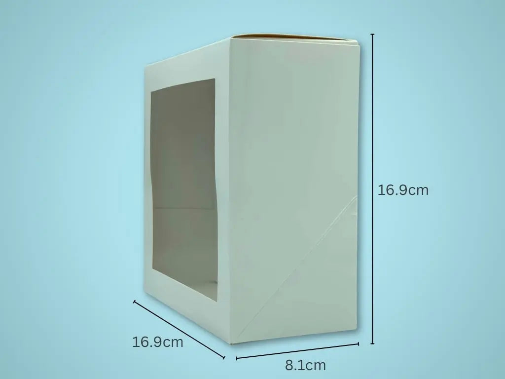 4 Regular Cupcake Box (White Gloss) 16.9 x 16.9 x 8.1cm (Boxes) - Tastybake