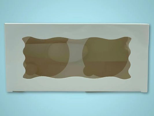 2 Regular Cupcake Box (White Gloss) 16.9 x 8.1 x 8.1cm (Boxes) - Tastybake