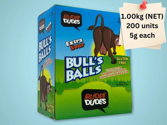 Bulls Balls Sour Bubble Gum Box (Tutti Frutti & Raspberry)