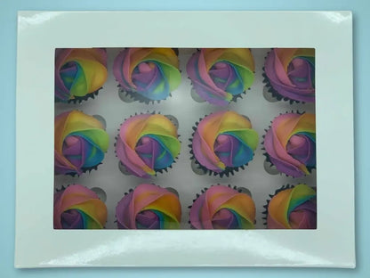 Rainbow Mini Cupcakes (Vanilla Frosting)