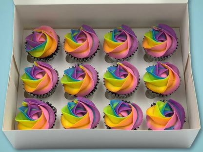 Rainbow Mini Cupcakes (Vanilla Frosting)