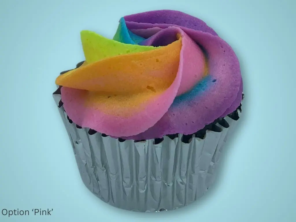 Rainbow Mini Cupcakes (Vanilla Frosting)